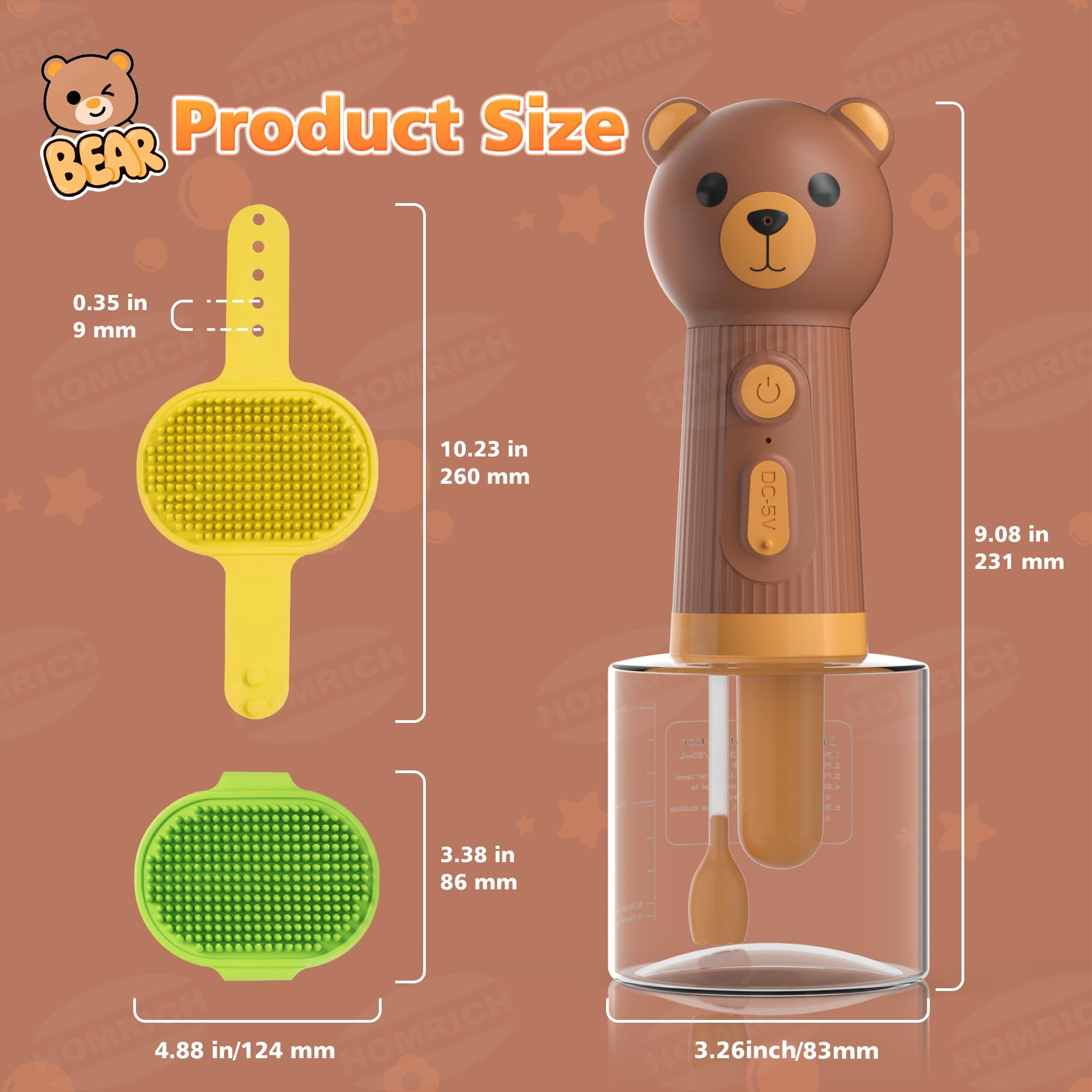 Homrich dog bath time foam application illustrates gentle cleaning during baths