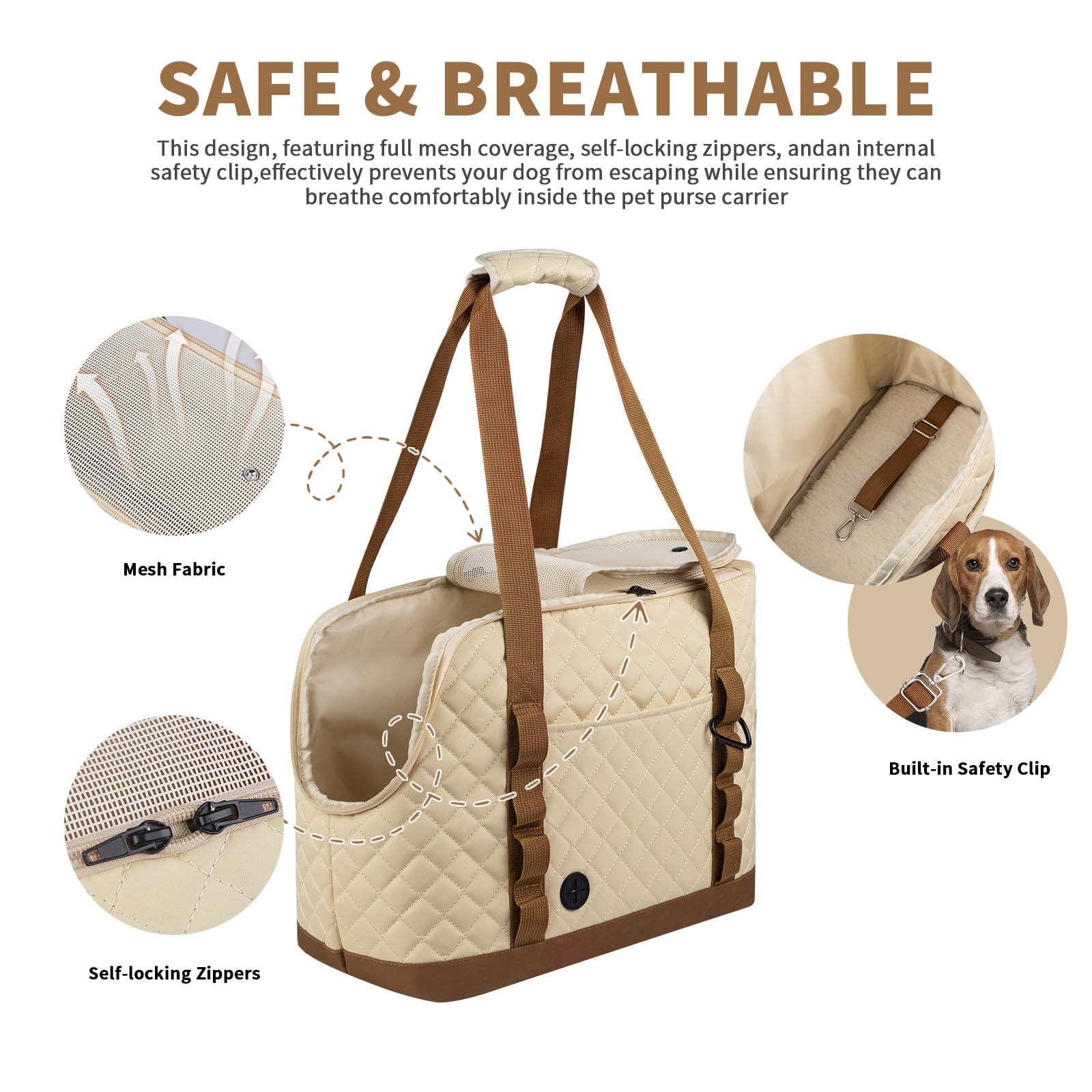 Homsunyi dog purse carrier breathable top mesh keeps pets comfortable