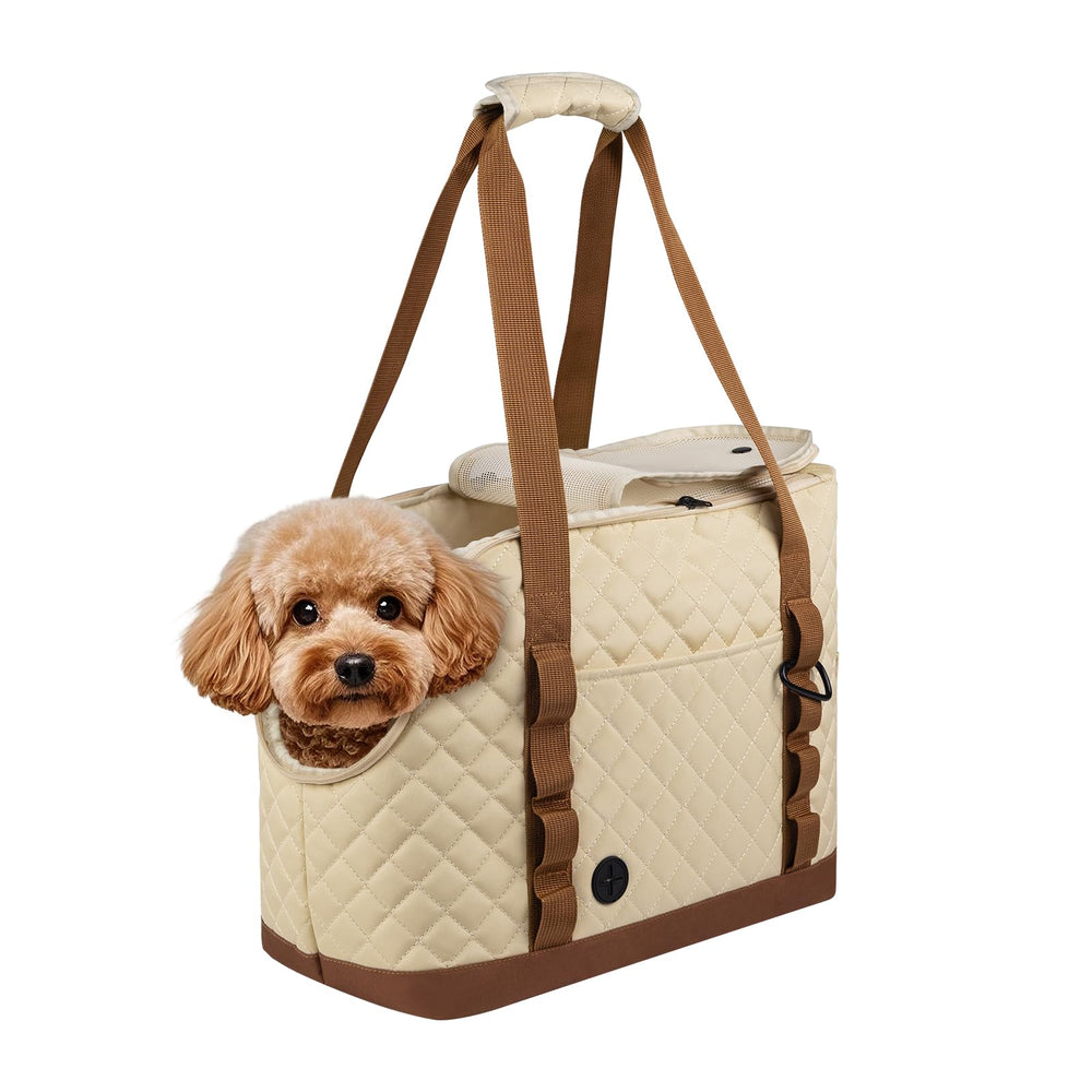 Homsunyi dog purse carrier front view emphasizes compact fit for small dogs