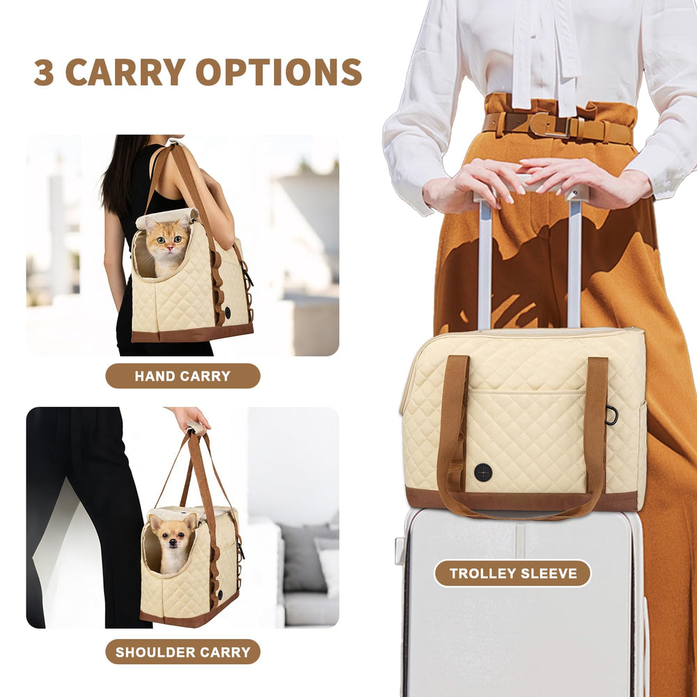 Homsunyi dog purse carrier in use outdoors shows travel-friendly convenience