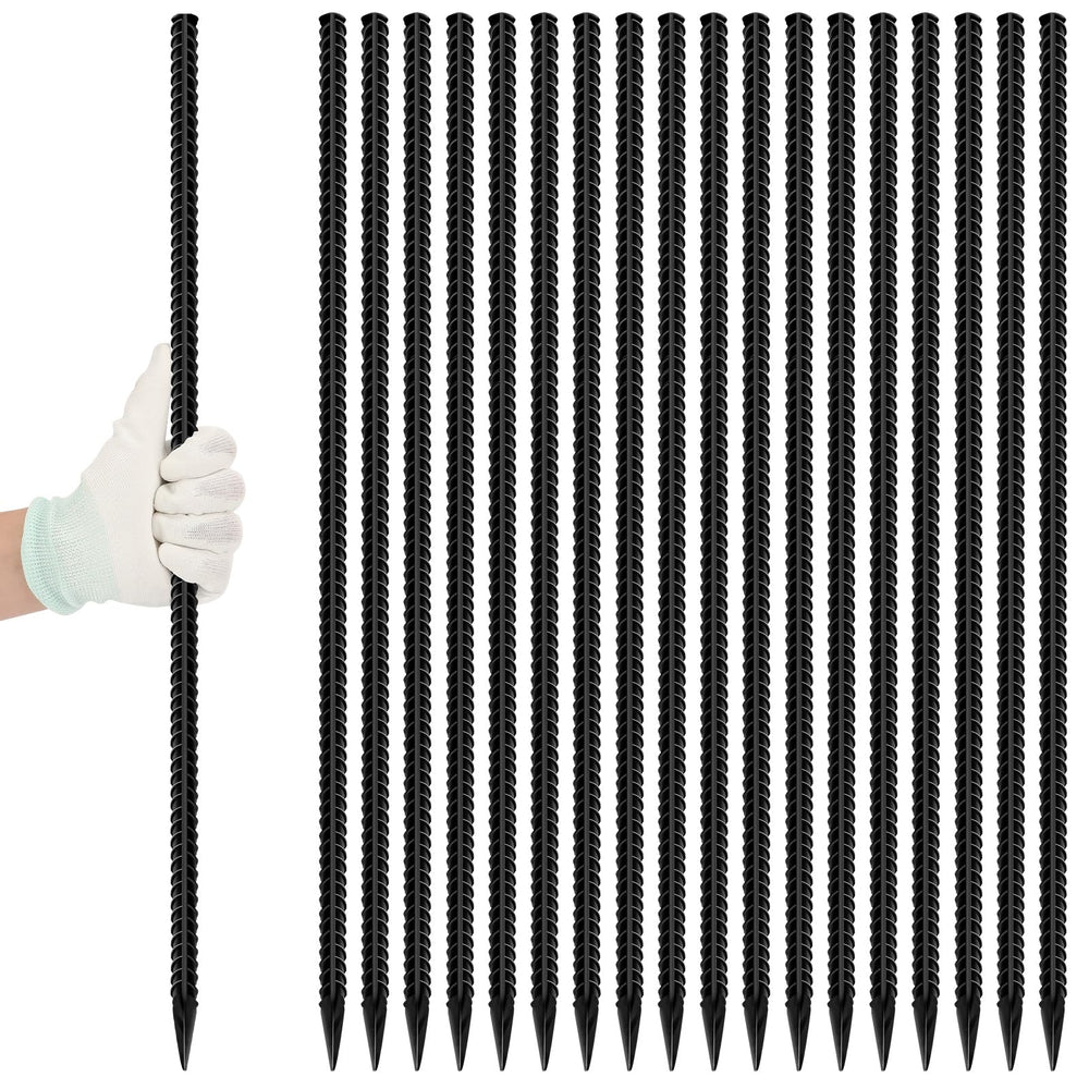 Homwin 24-inch straight rebar stake pack for sturdy garden anchoring.