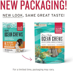 Honest Kitchen Crispy Cod Skins packaging highlights single-ingredient treat.
