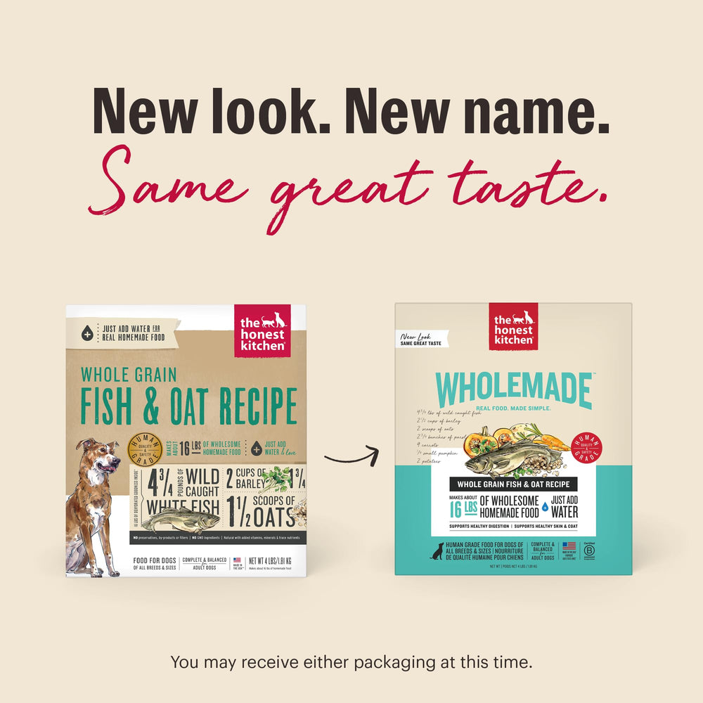 Rehydrating The Honest Kitchen Wholemade dog food in a bowl demonstrates easy meal prep and value.