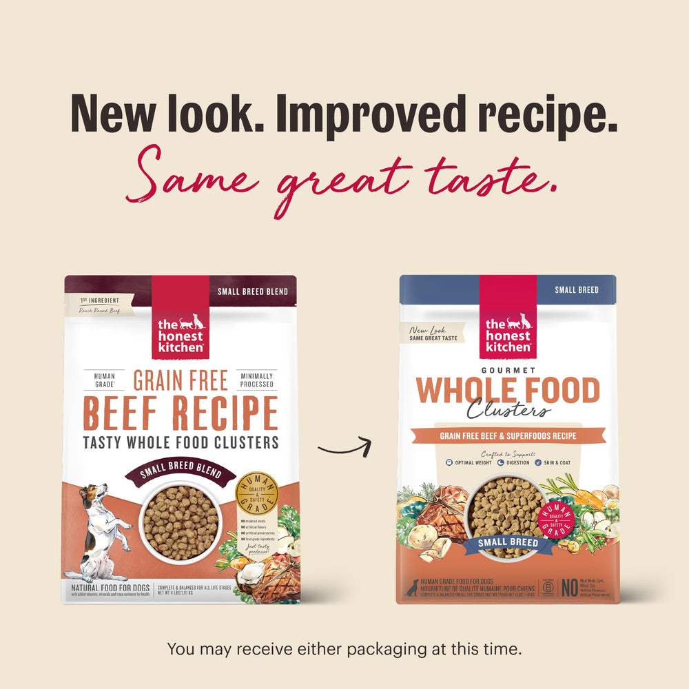 Close-up of bite-sized beef clusters for small dogs from The Honest Kitchen