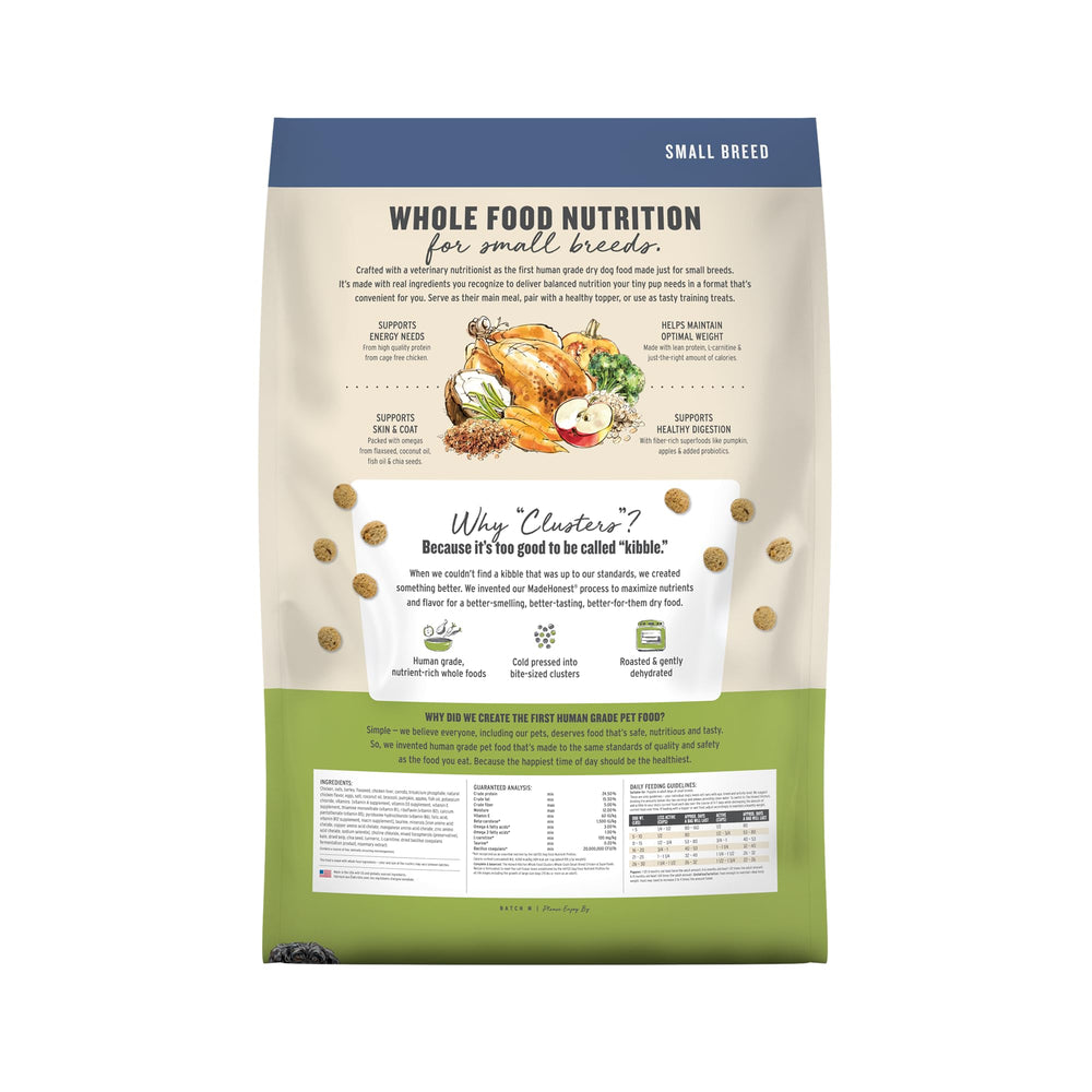 The Honest Kitchen dog food small breed, kibble close-up showing real ingredients and quality.