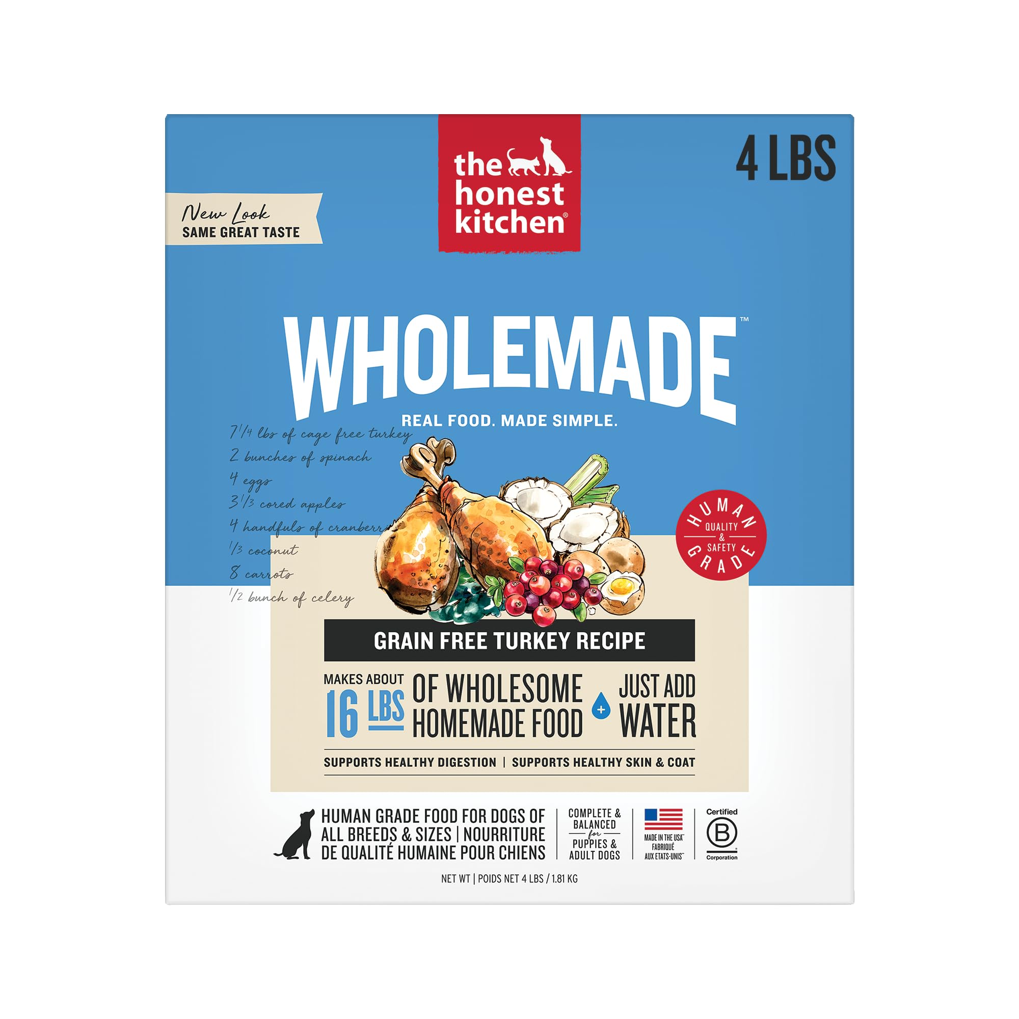 The Honest Kitchen Wholemade turkey dog food in a bowl ready to hydrate.