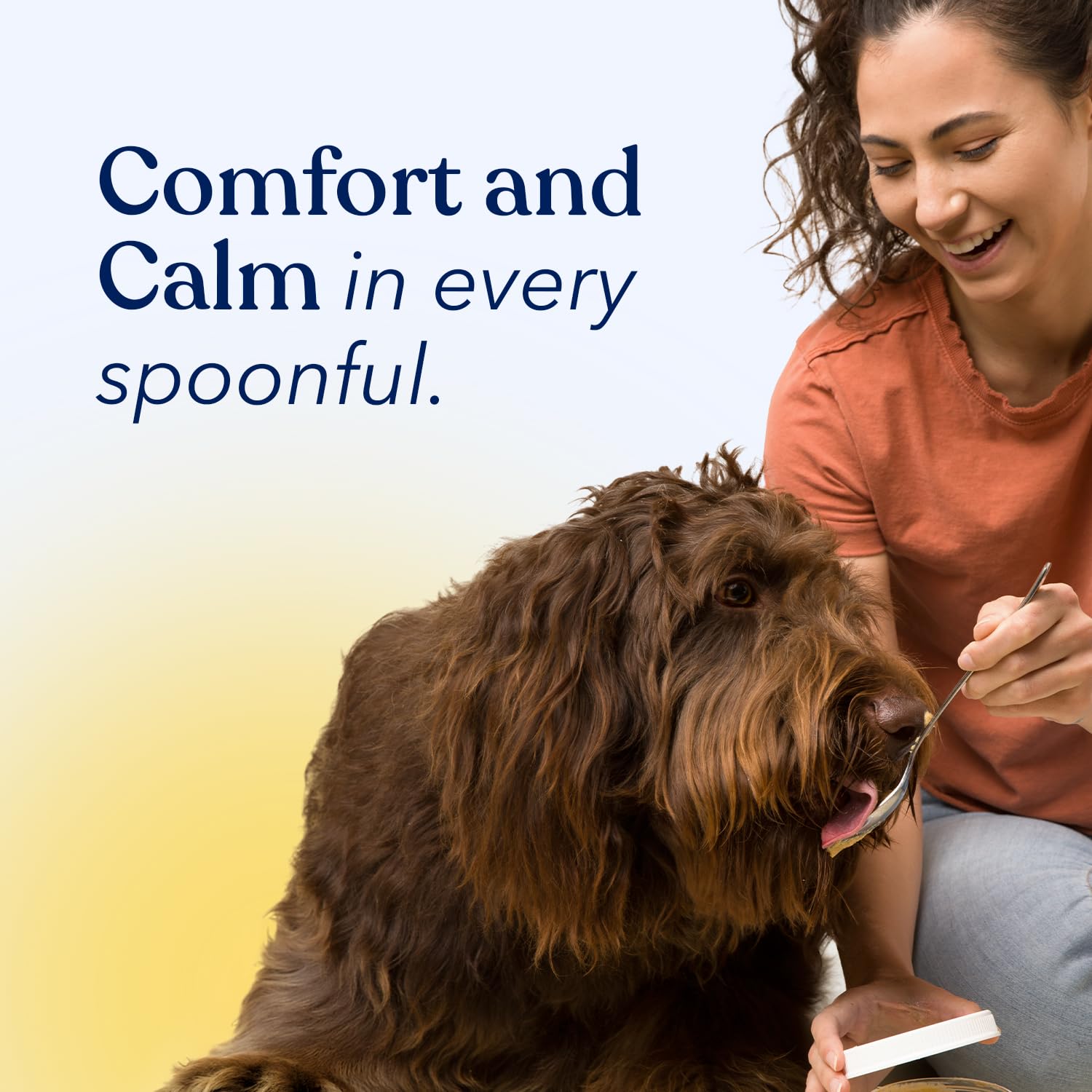Honest Paws Calming Peanut Butter served on toy, supports easy daily dosing.