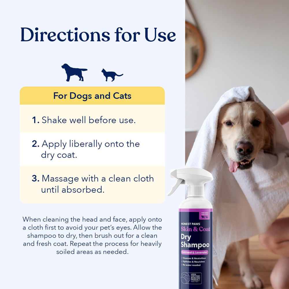 Honest Paws calming fragrance helps relax pets during grooming.