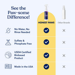 Honest Paws ingredients: oatmeal and lavender for a calming, skin-friendly cleanse.