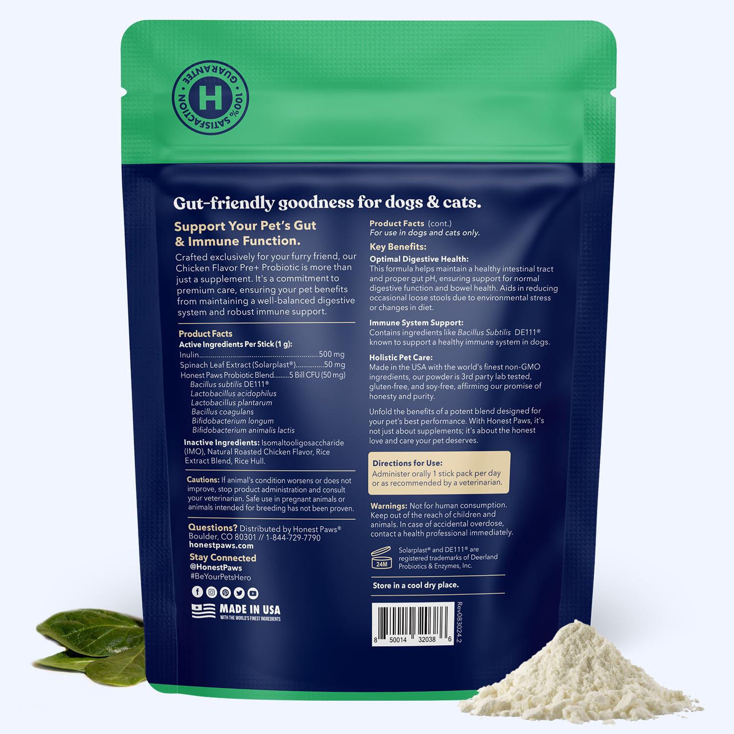 Honest Paws Probiotics supports immune health via gut balance