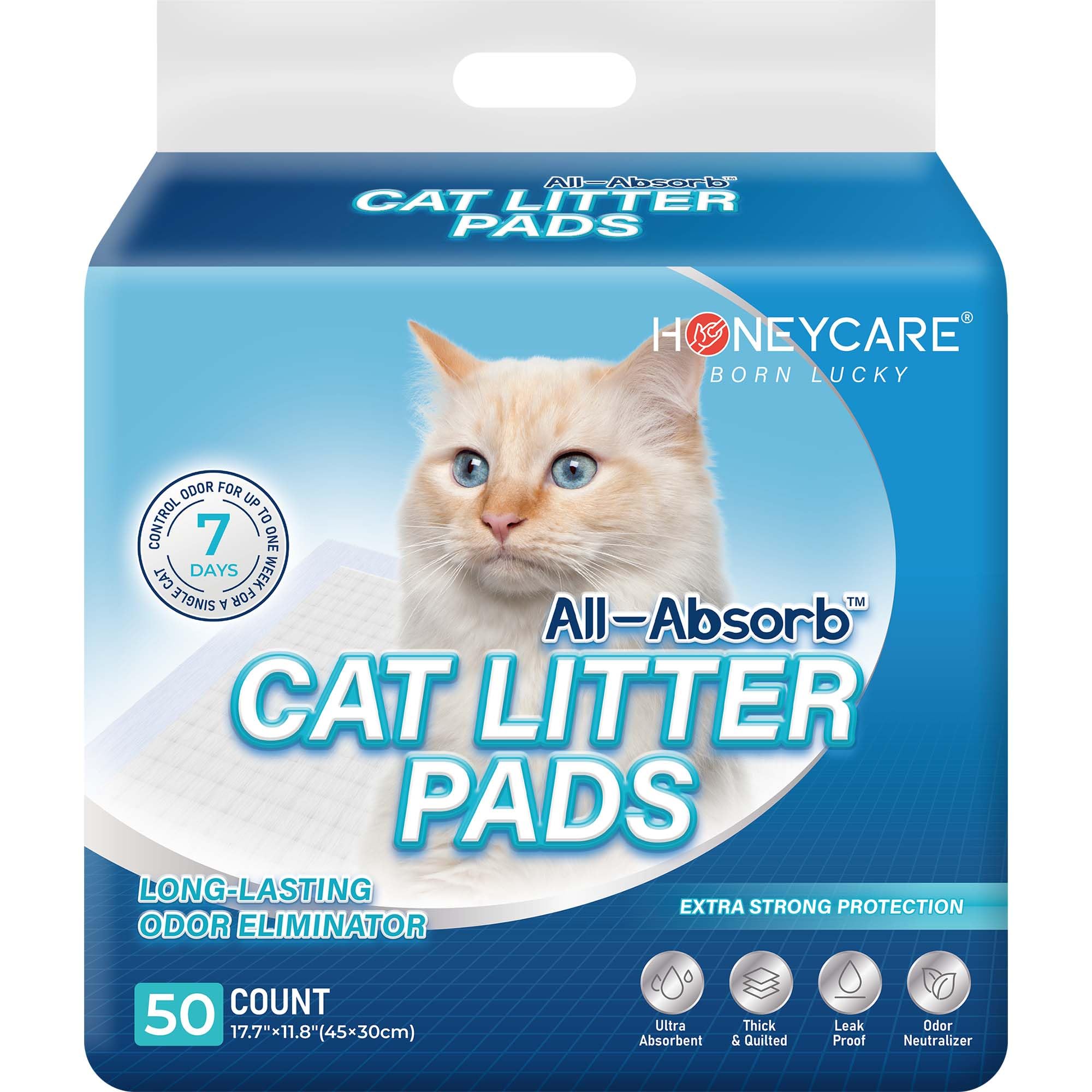 Honey Care All-Absorb cat litter pads for single-cat odor control and clean setup