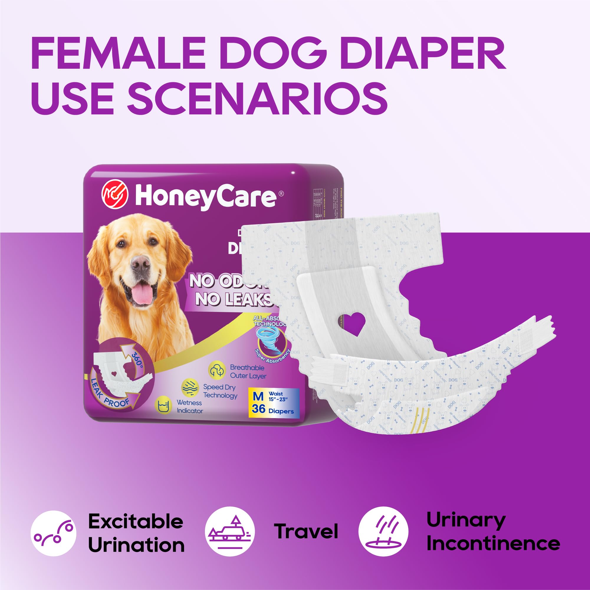 Honey Care All-Absorb diapers use leg-lift stretchy fabric for secure comfort.