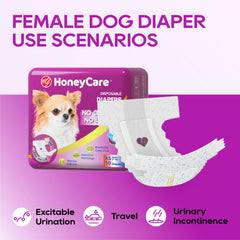 Honey Care All-Absorb diapers with adjustable fasteners to avoid fur tangling.