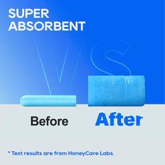 Close-up of the five-layer absorbent core highlights the advanced design.