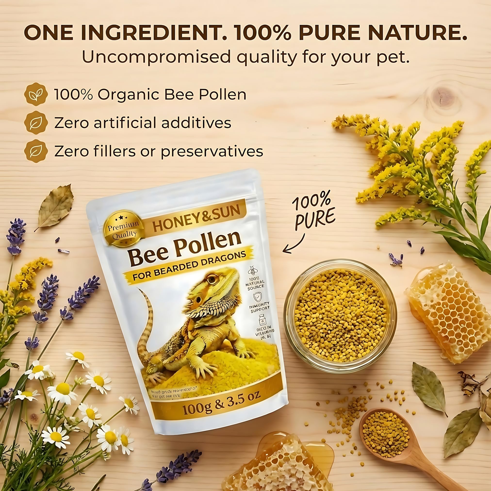 HONEY&SUN pure natural bee pollen as daily reptile supplementation