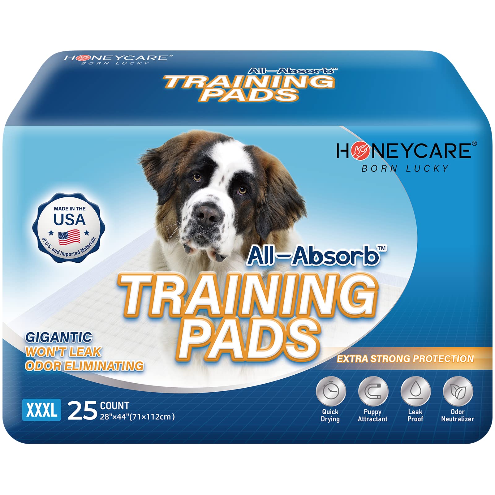 Honey Care All-Absorb gigantic dog pad 28x44 for large breeds and multi-dog homes.