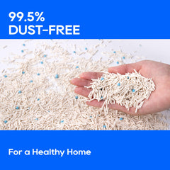 HoneyCare Tofu Cassava Litter features low-tracking pellets for cleaner floors.