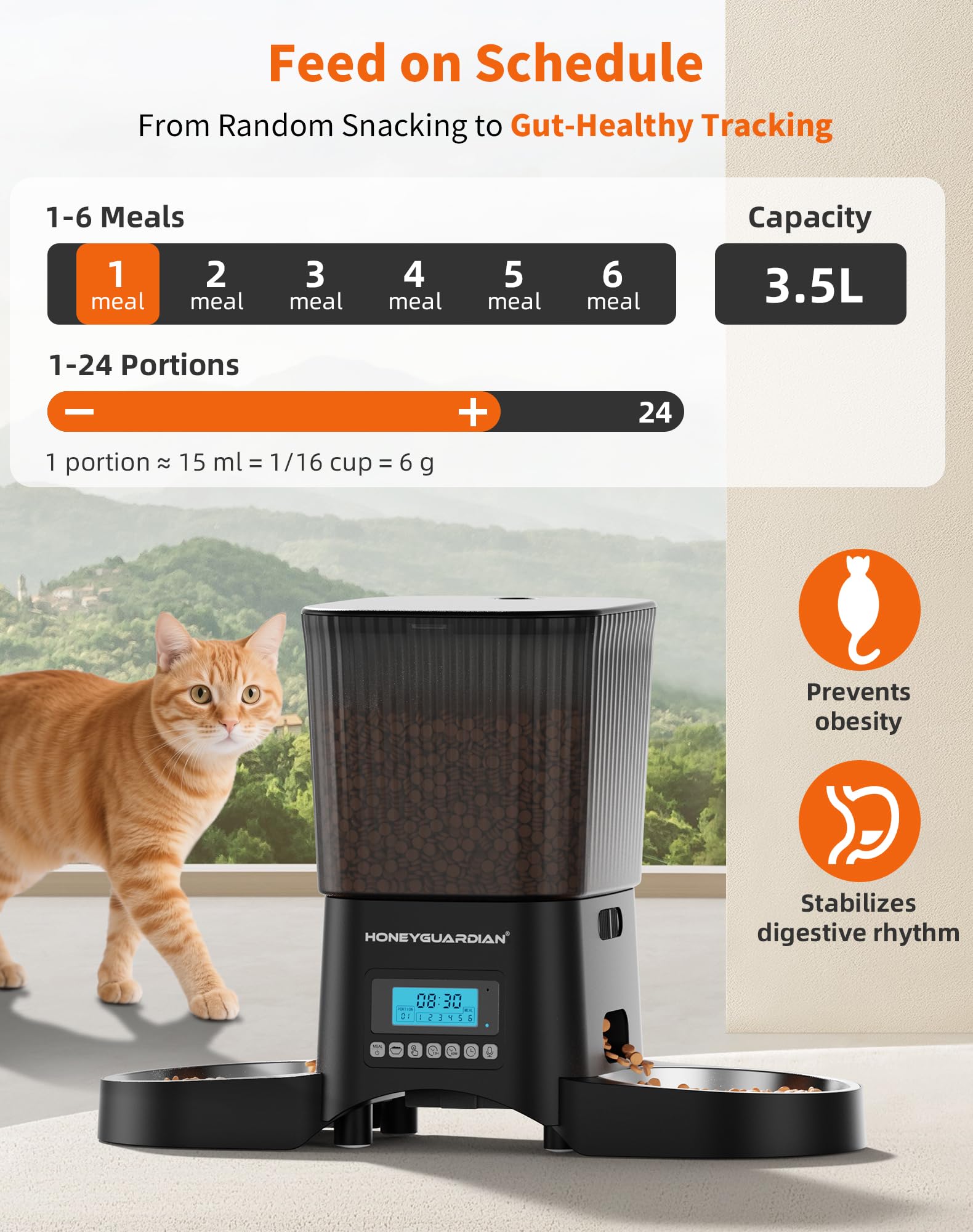 HoneyGuardian desiccant system preserves kibble freshness and crunch.