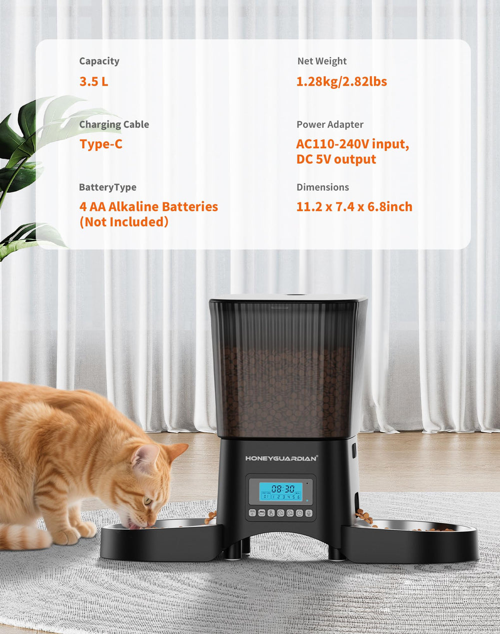 HoneyGuardian dual power options ensure uninterrupted feeding.