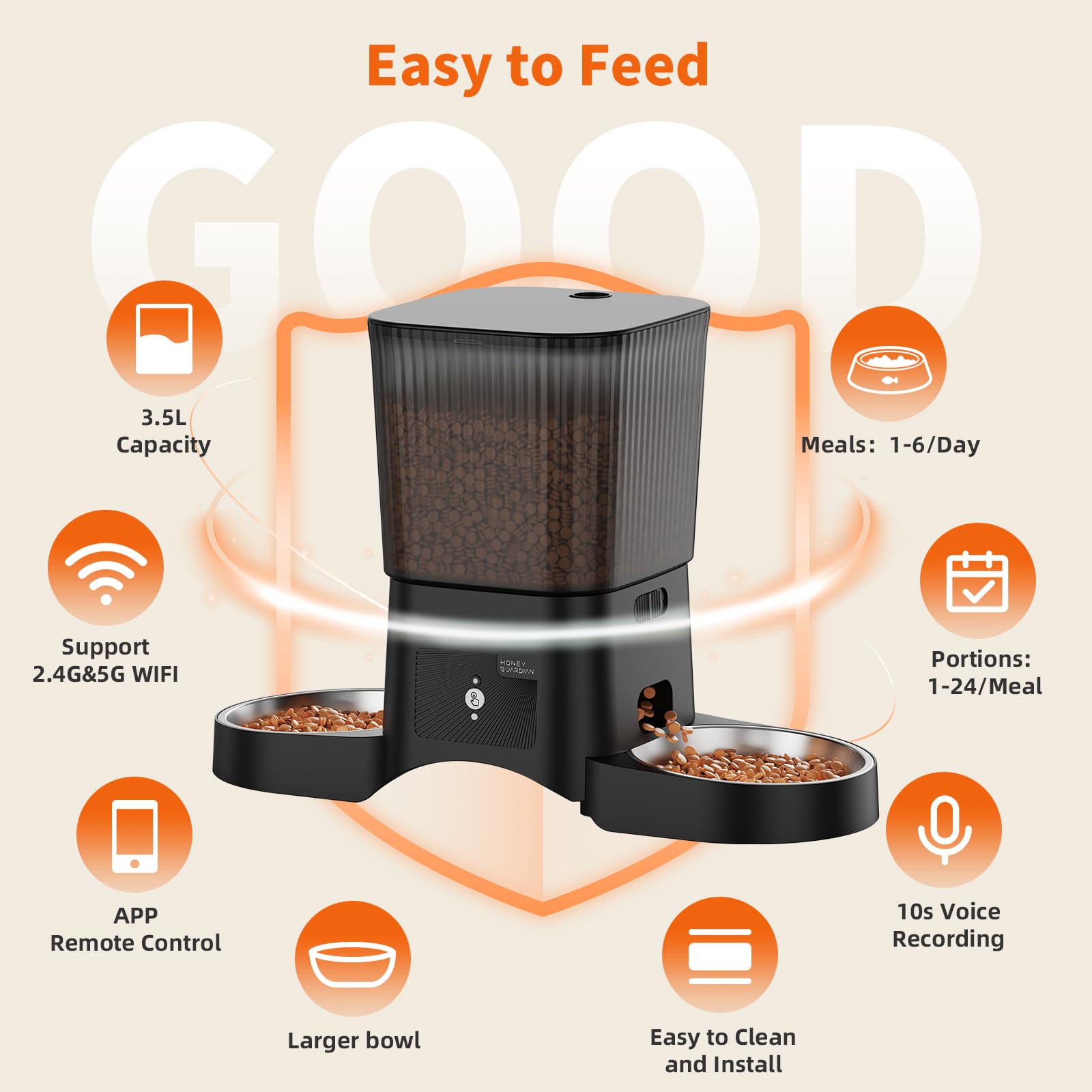HoneyGuaridan dual power supply ensures meals during outages.
