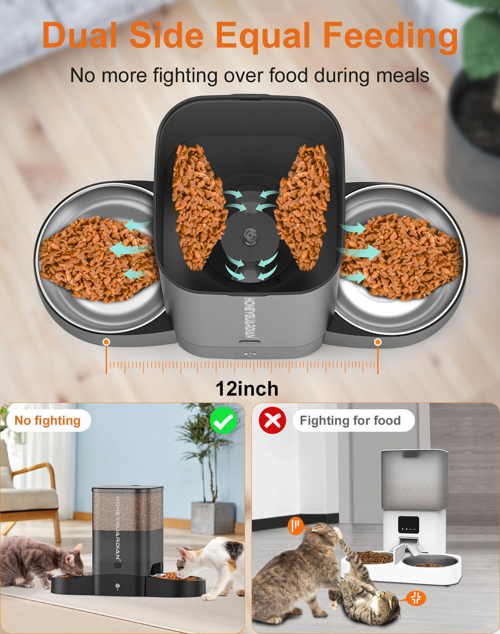 HoneyGuaridan stainless steel bowl provides easy cleaning and rust resistance.