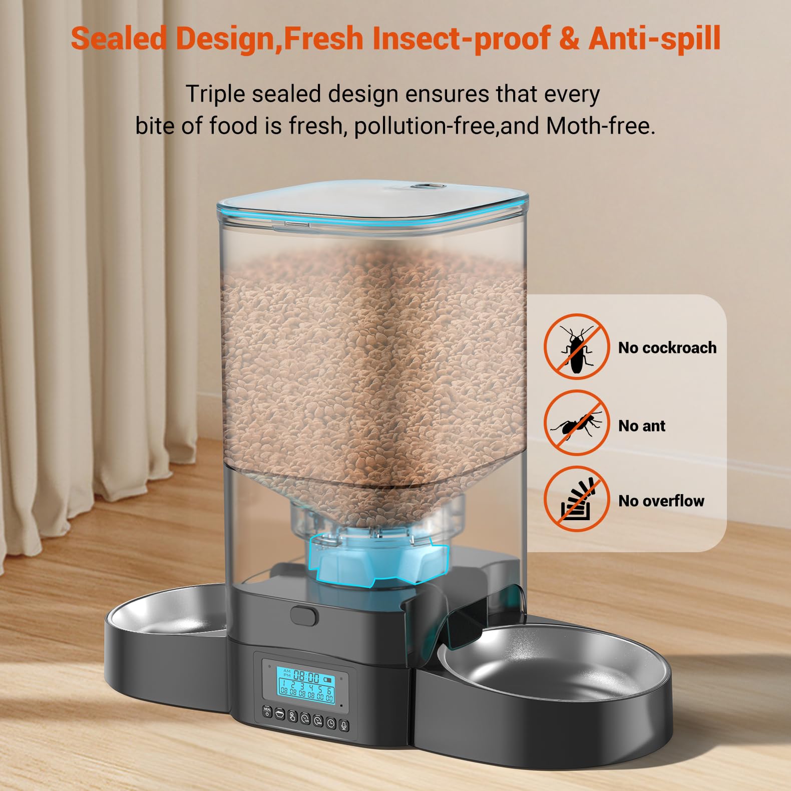 HoneyGuaridan stainless steel bowl for a durable, easy-clean feeding surface.