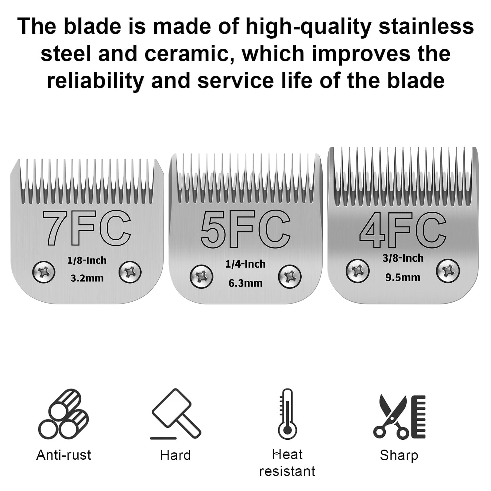 HONGNAL 5FC blade versatile for medium-length coat trimming.