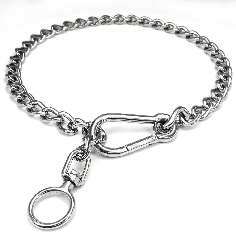 HONGSAGE stainless steel dog chain collar view shows durable, rust-resistant construction for daily use.