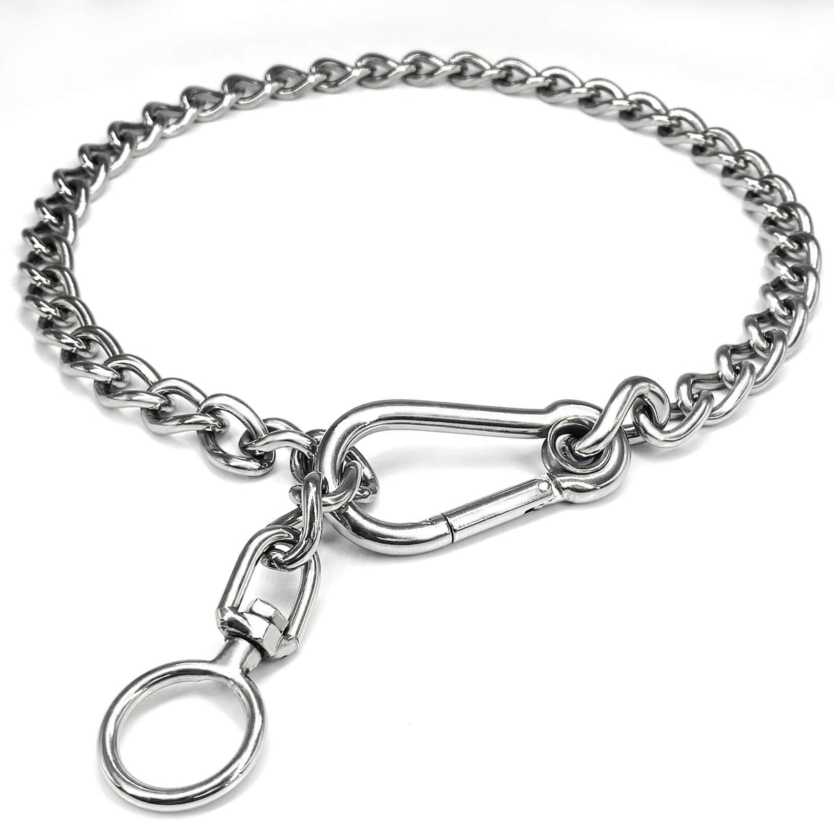 HONGSAGE stainless steel dog chain collar view shows durable, rust-resistant construction for daily use.