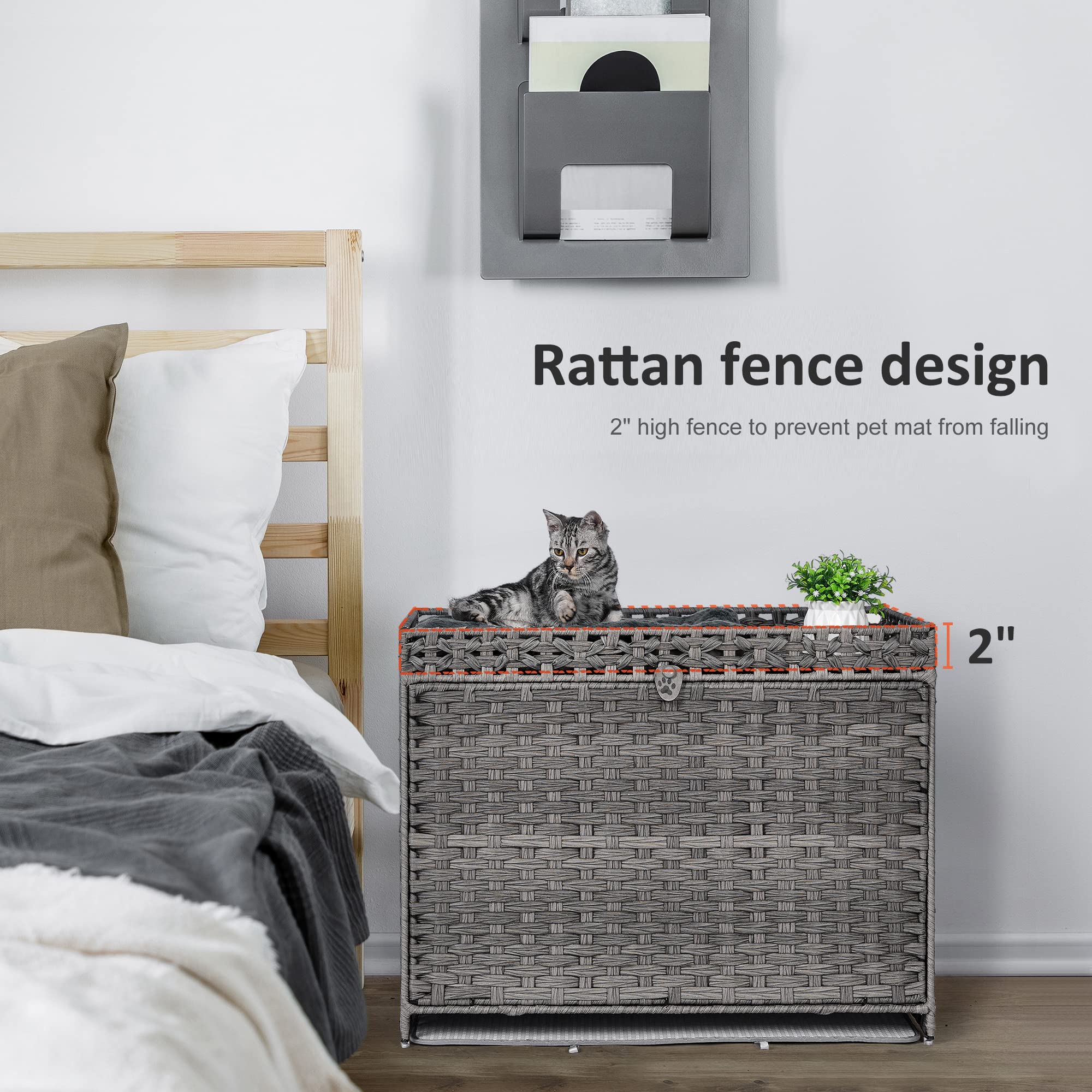 Honiakaka handwoven rattan cat house with large space for lounging.