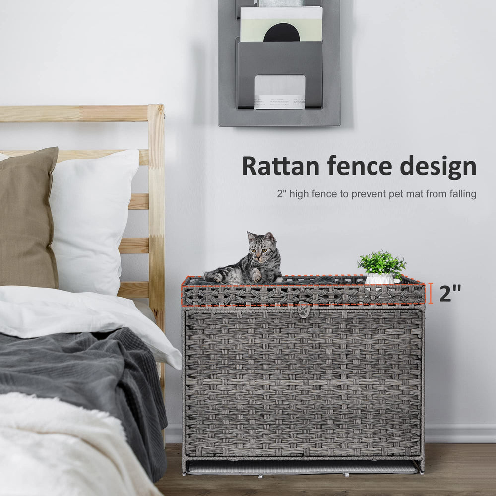 Honiakaka handwoven rattan cat house with large space for lounging.