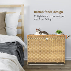 Honiakaka handwoven rattan kitten house offers spacious interior for comfort.