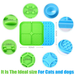 Honomastry Lick Mat on bathroom wall helps dogs stay calm during grooming.