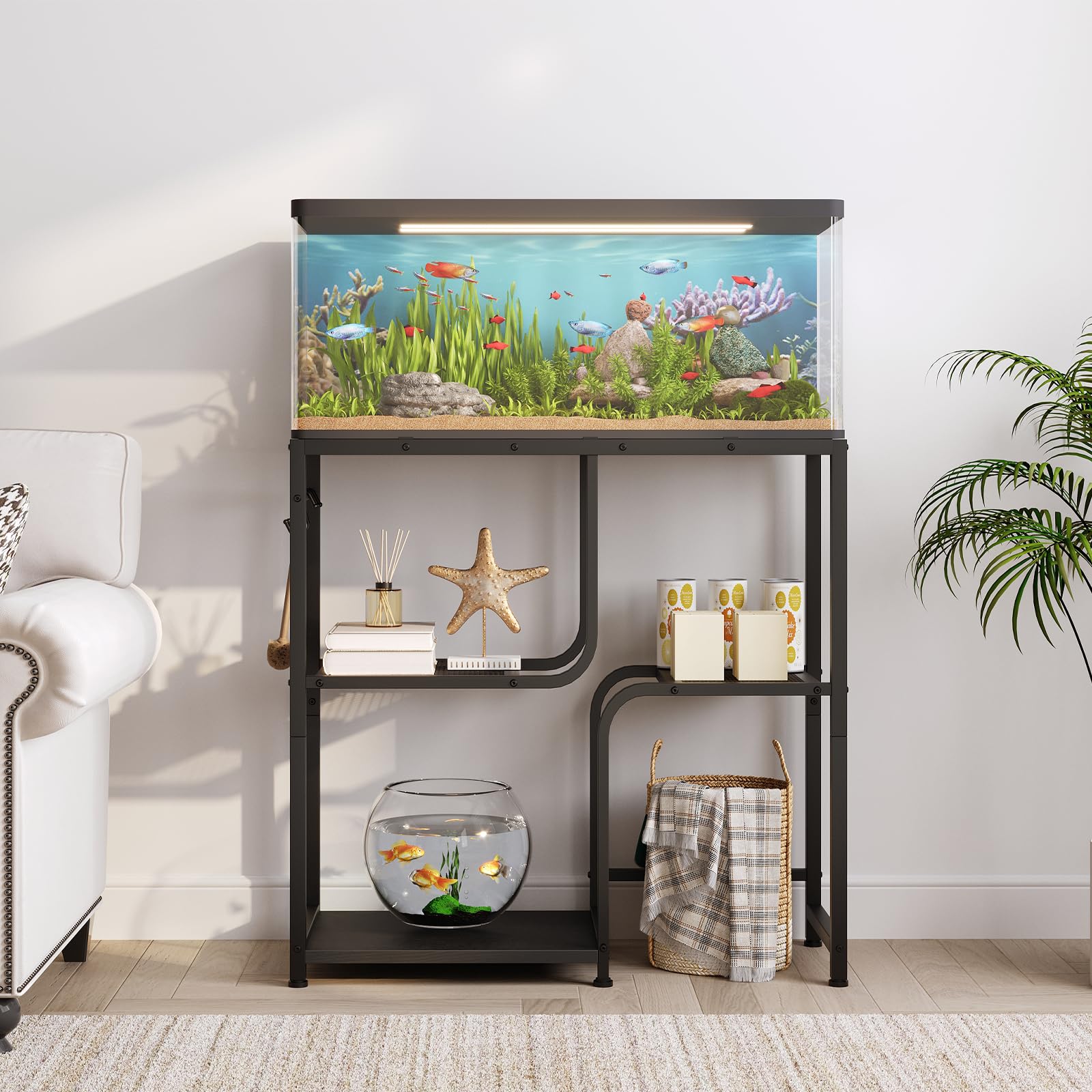 HOOBRO stand bottom small-tank area neatly stores a 5-gallon tank