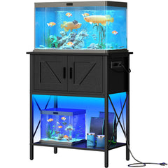HOOBRO 20-gallon tank stand with LED light and organized storage.