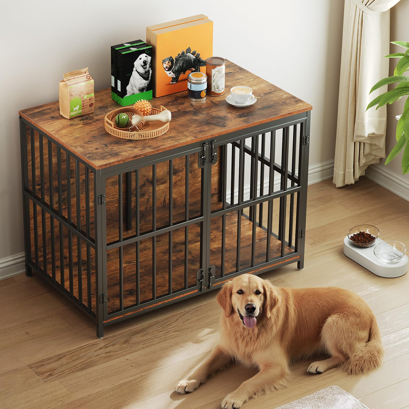 HOOBRO rustic finish adds charm while providing a functional side table.