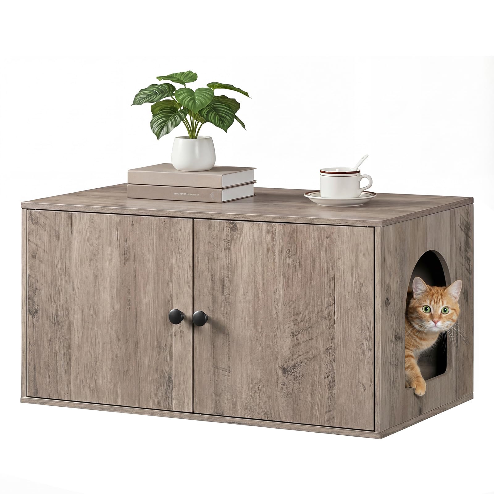 HOOBRO enclosure measures 31.5 by 17.7 by 16.3 inches and fits most litter boxes.