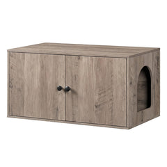 HOOBRO cat litter box enclosure hides the litter area, reducing clutter.