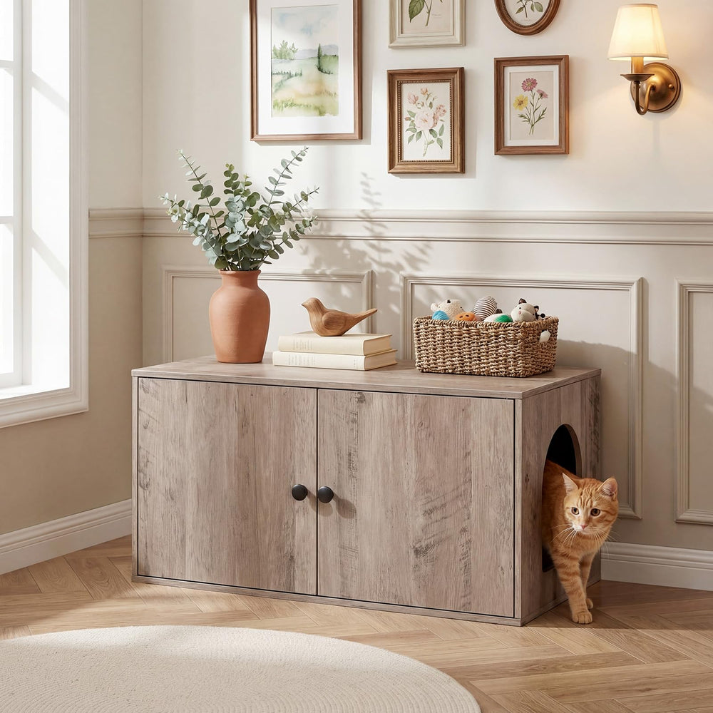 HOOBRO unit doubles as a compact side table for plants or cups.