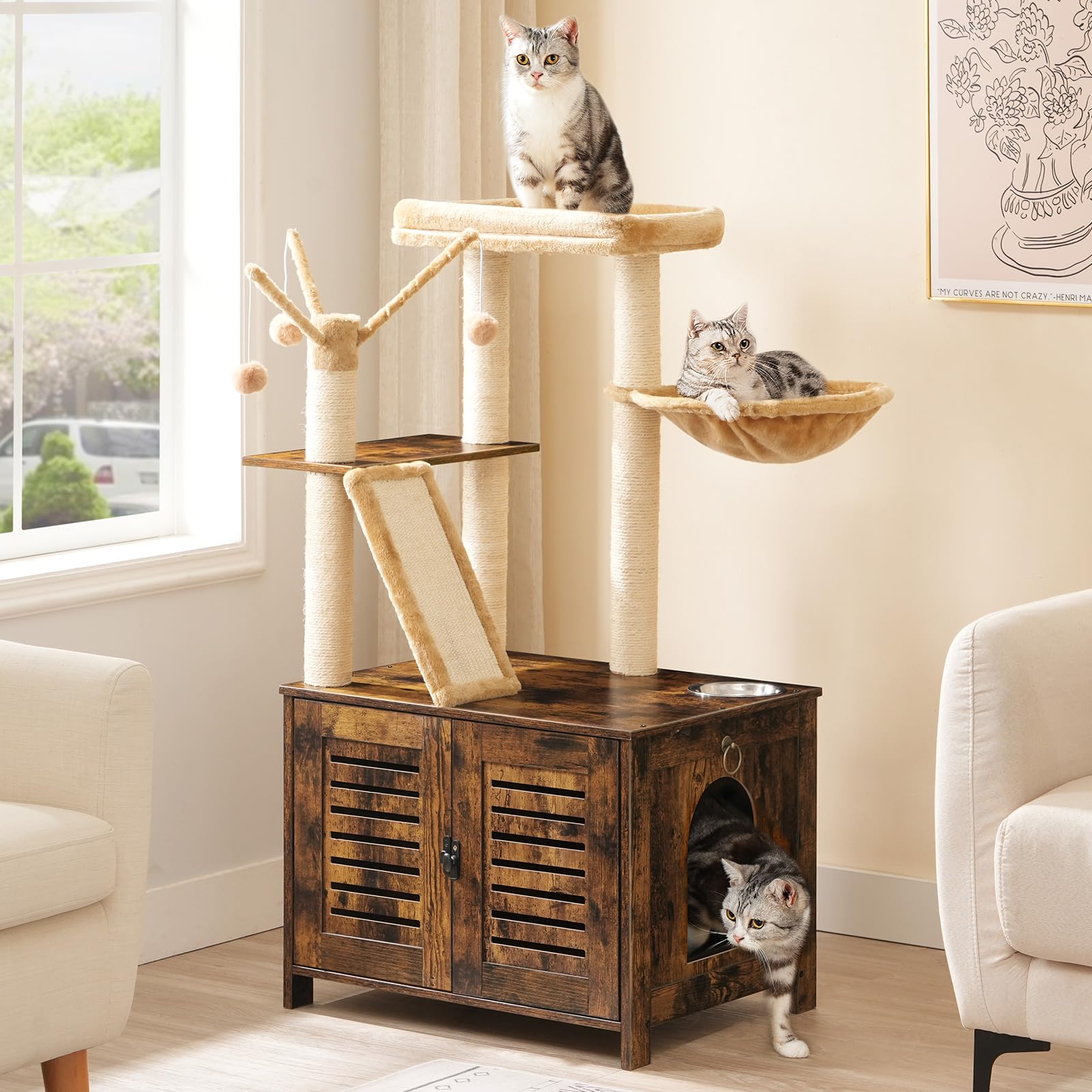 HOOBRO viewing platform offers a cozy perch for cat naps.