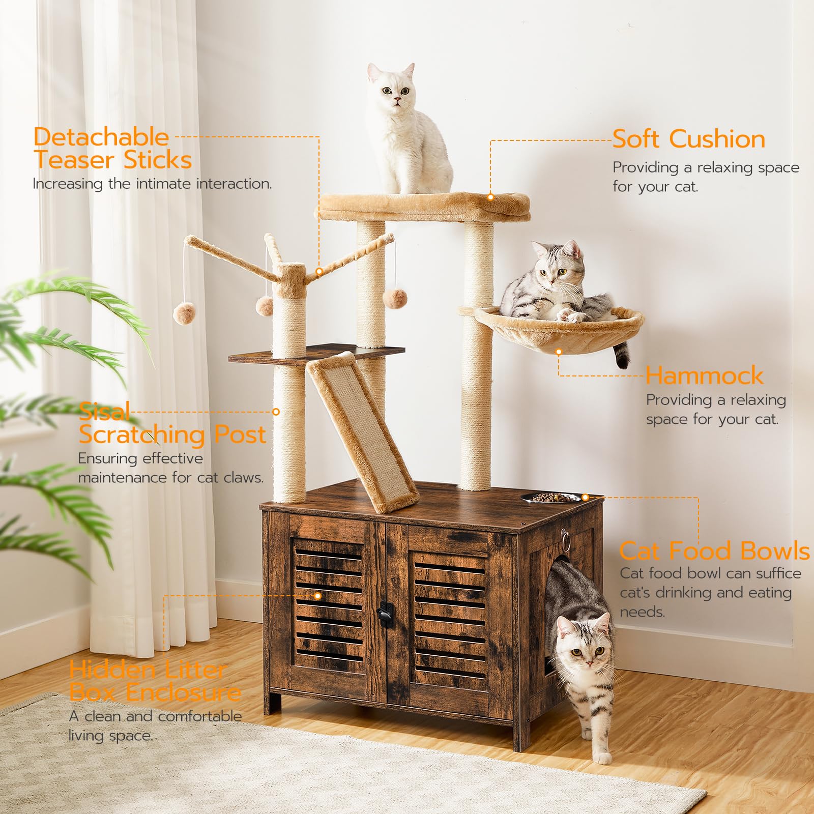 HOOBRO sisal pillars encourage scratching and exercise.