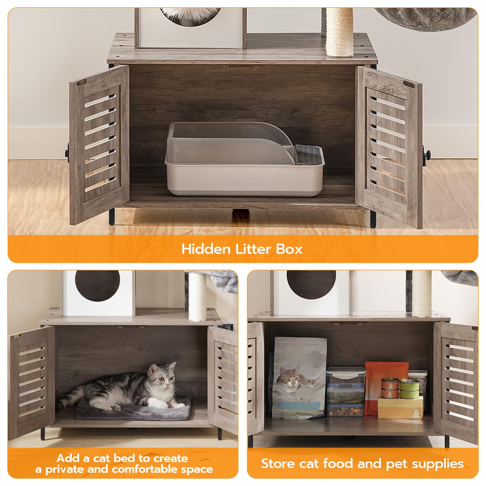 Square cat house with two holes for rest