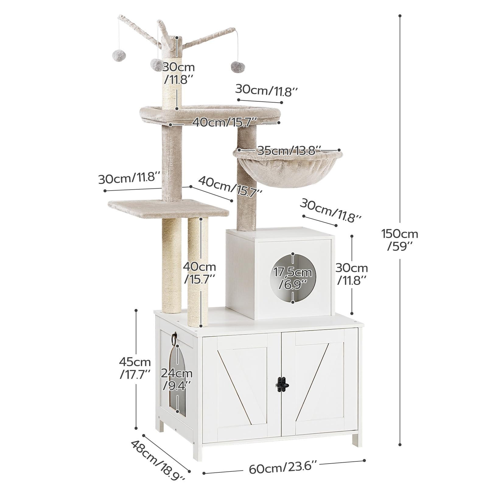 HOOBRO cat tree tower includes hammock and cushions for relaxing retreats.
