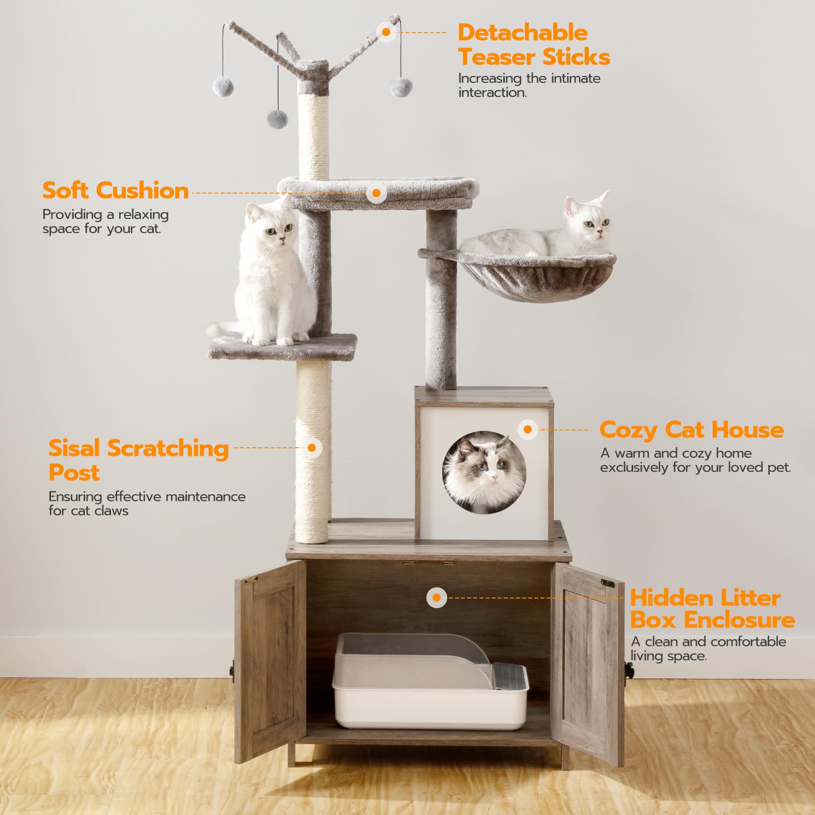HOOBRO cat tree tower hammock provides a relaxing lounge for cats