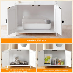 HOOBRO cat tree tower's magnetic doors enable easy cleaning of the litter house.