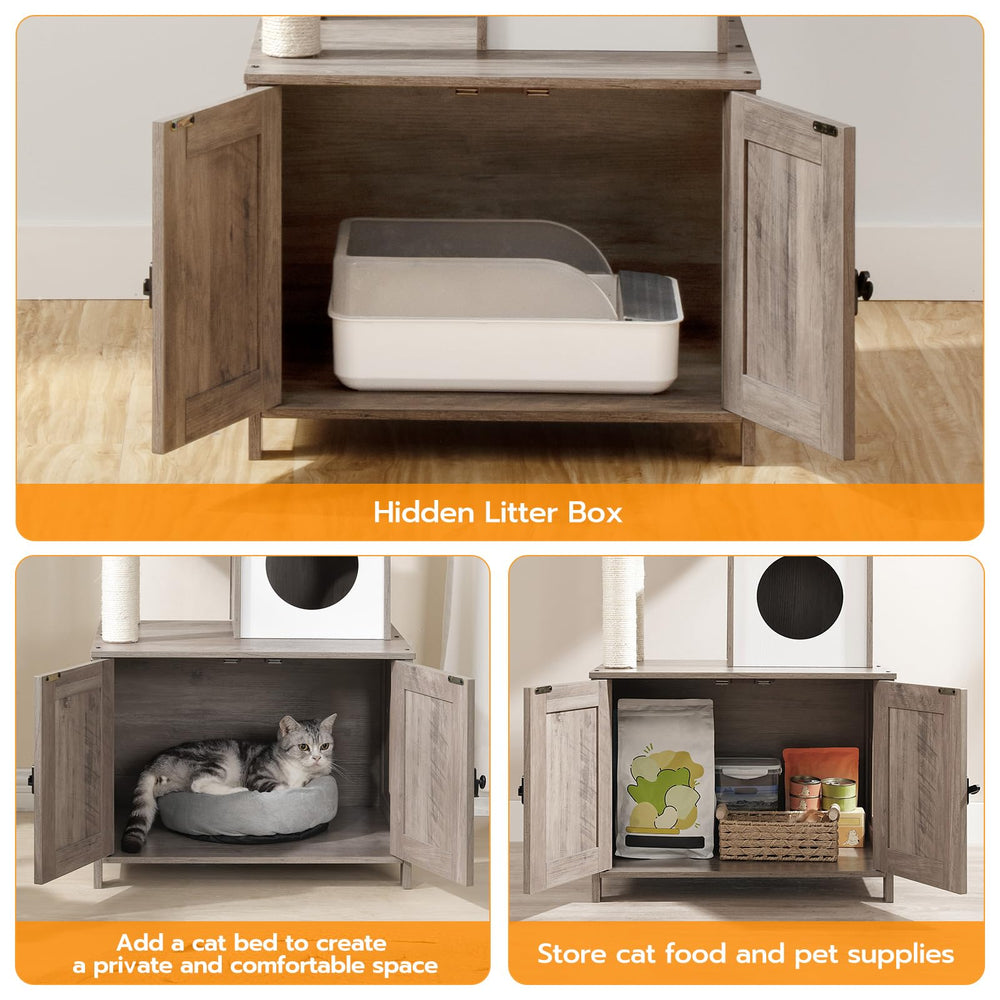 HOOBRO cat tree tower includes plush balls for interactive play