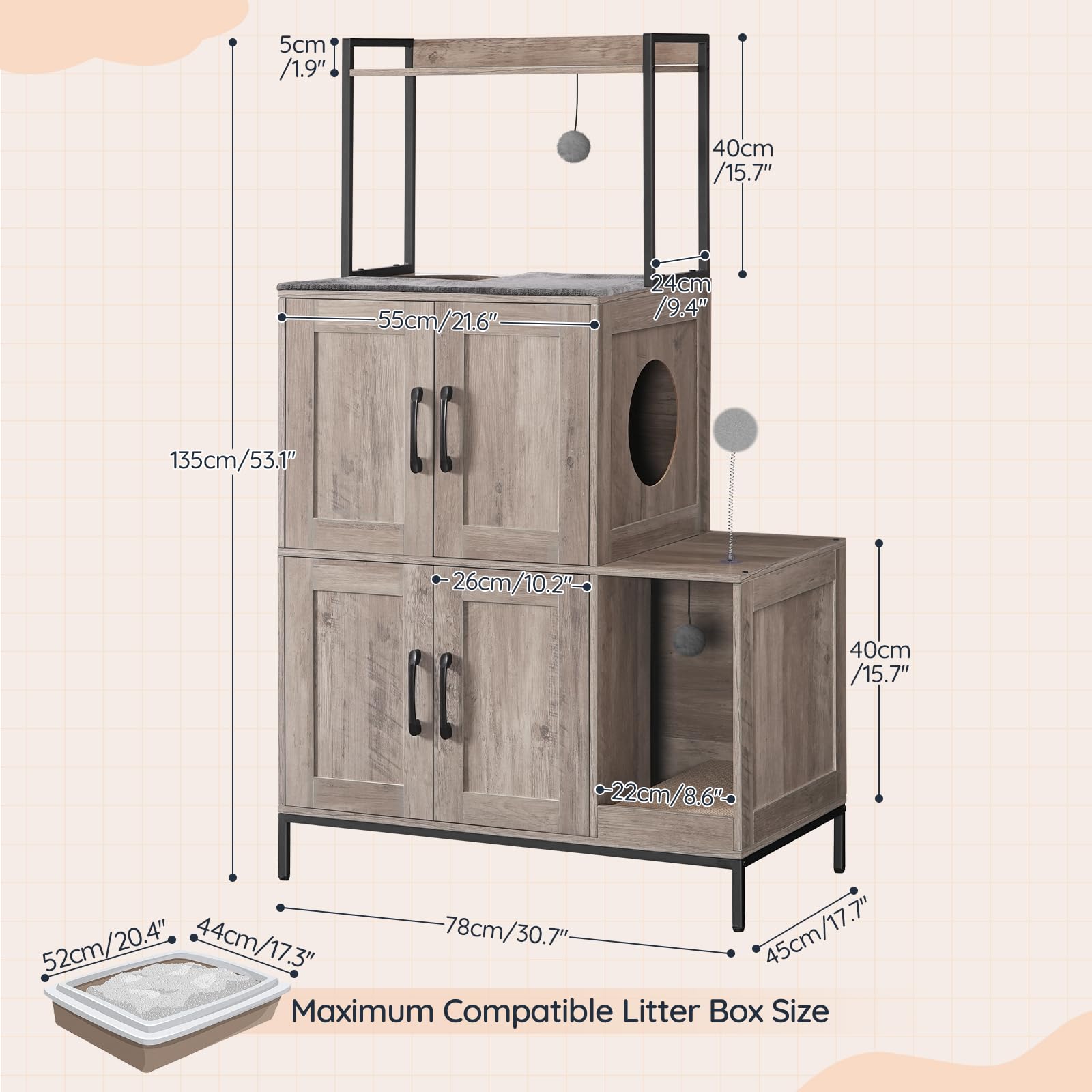 HOOBRO corrugated-paper litter filter keeps entry tidy and minimizes mess.