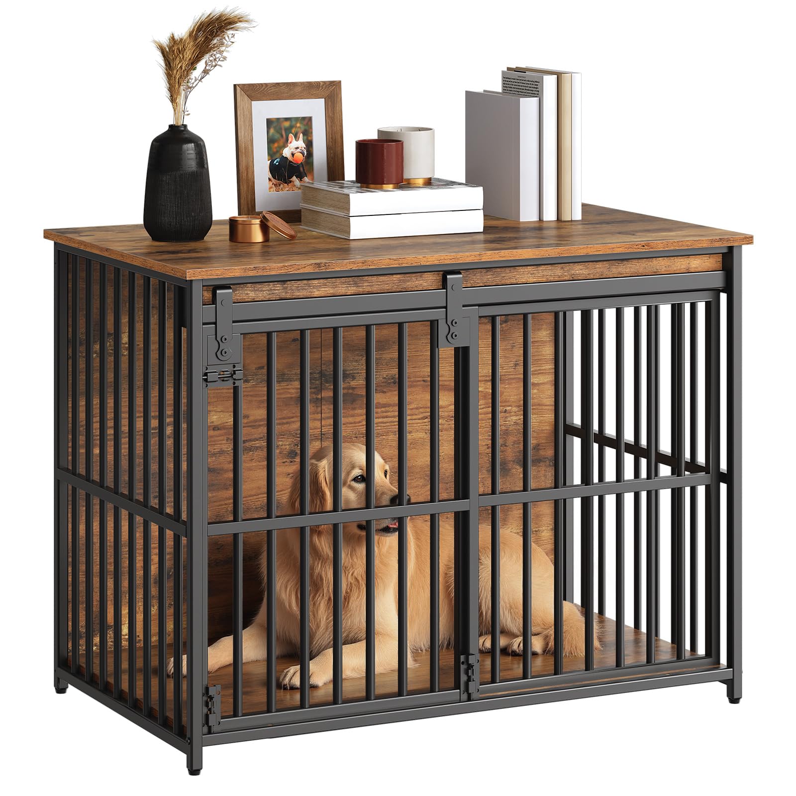 HOOBRO dog crate furniture 36inch kennel with chew-resistant construction for longevity.