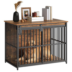 HOOBRO dog crate furniture 36inch kennel with chew-resistant construction for longevity.