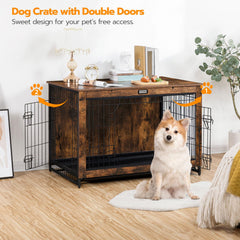 HOOBRO dog crate furniture dog house interior shows roomy space.
